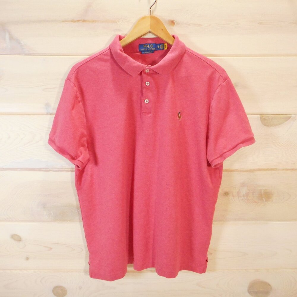 Polo Ralph Lauren Mens XL Custom Slim Fit Polo Shirt Flesh Pony Pink Salmon